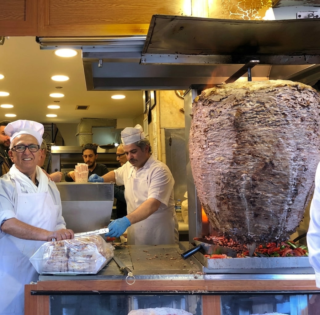Traditional döner being prepared at a local restaurant in Istanbul